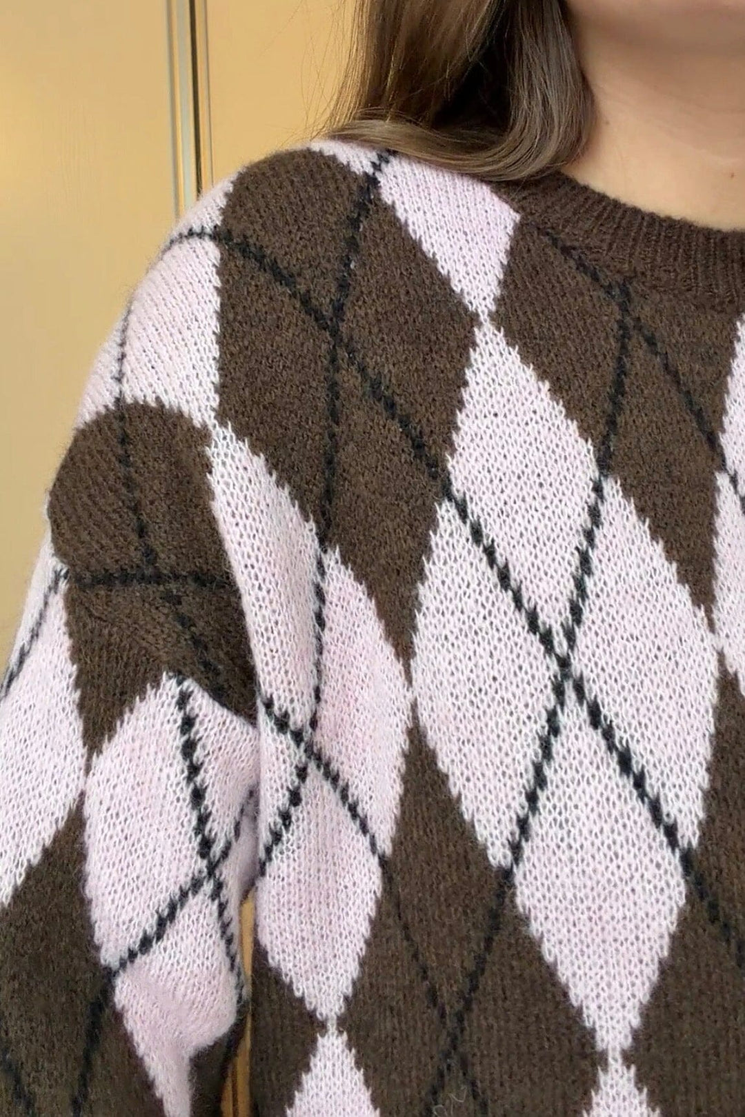 A-bee - Maika Knit - Dark Brown Strikbluser 