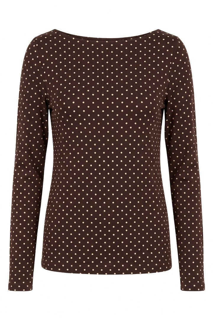 A-Bee - Poppy 97201 - Brown With Cream Polka Dot Bluser 