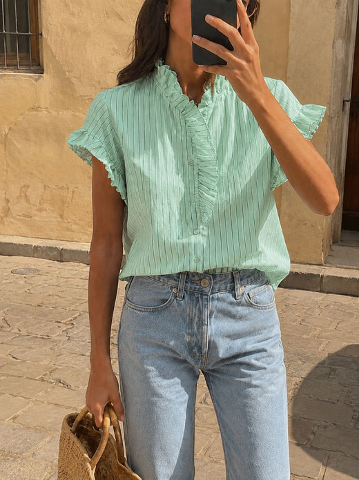 A-Bee - Sabella Blouse - Light Green Bluser 