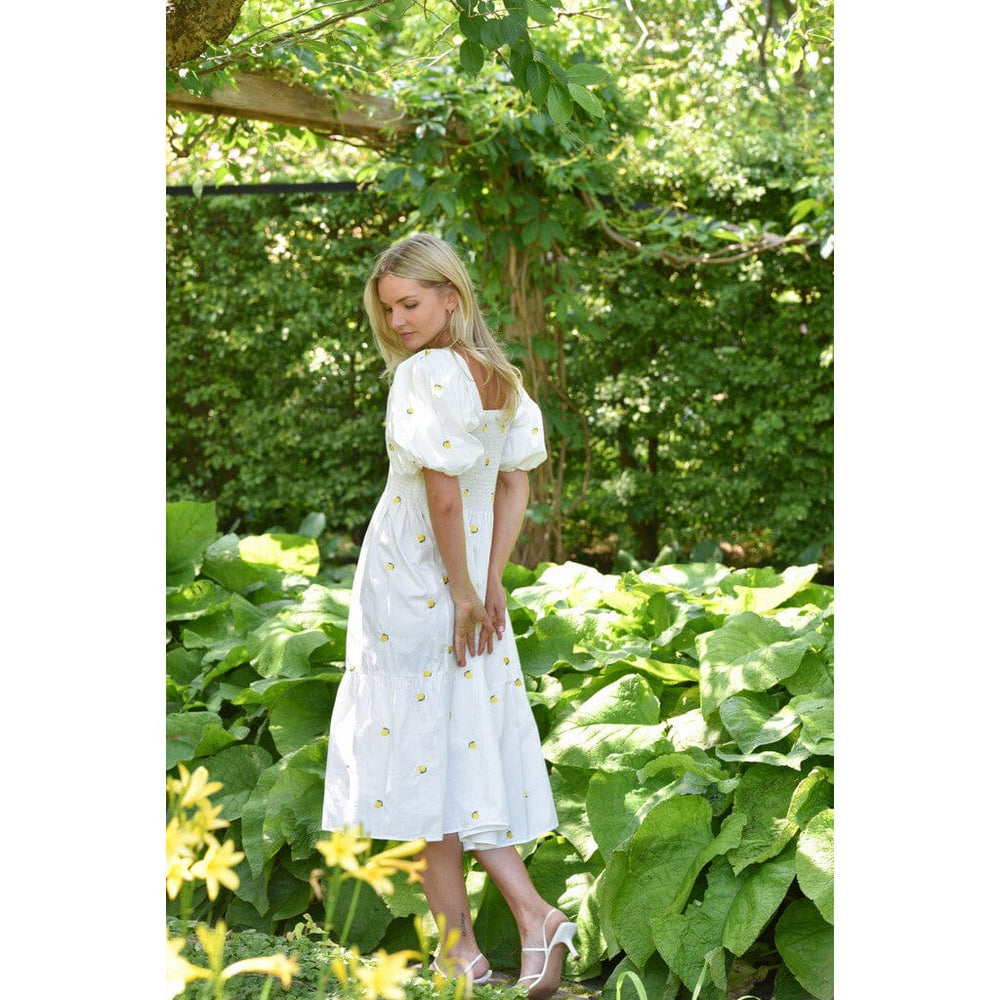 A-View - Cheri Fruit Dress AV8034 - 200 - White/Yellow Kjoler 