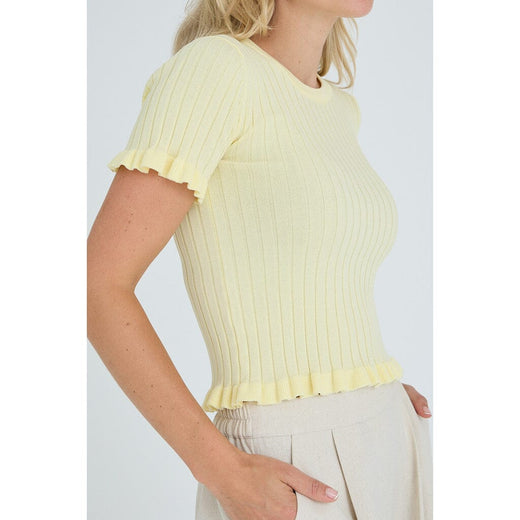 A-View - Fabi Knit Top AV7079 - 069 - Pale Yellow T-shirts 