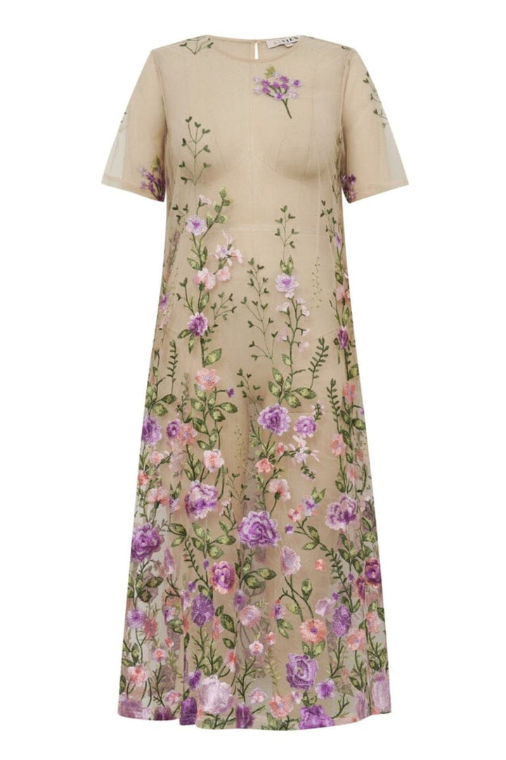 A-View - Fuschia Midi Dress AV7086 - 180 - Green/Purple