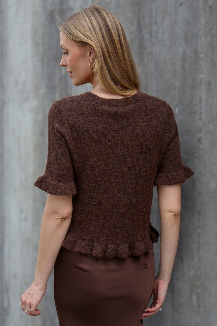 A-View - Landy Knit Blouse AV8227 - 194 - Dark Brown Bluser 