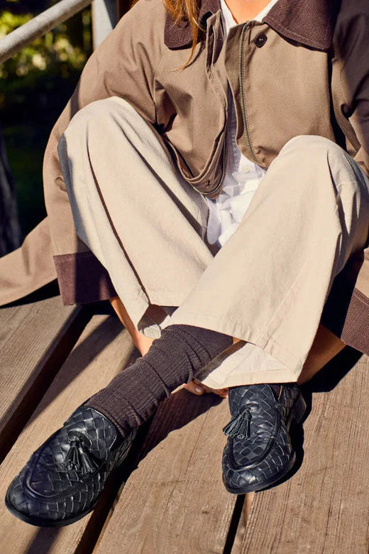 Angulus - Flettet Loafer Med Kvastdetaljer 1742-101 - 4689 Black Braid Loafer 