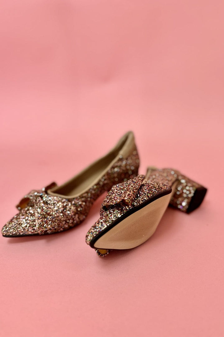 Angulus - Pump Med Sløjfe - Multi Glitter Sand