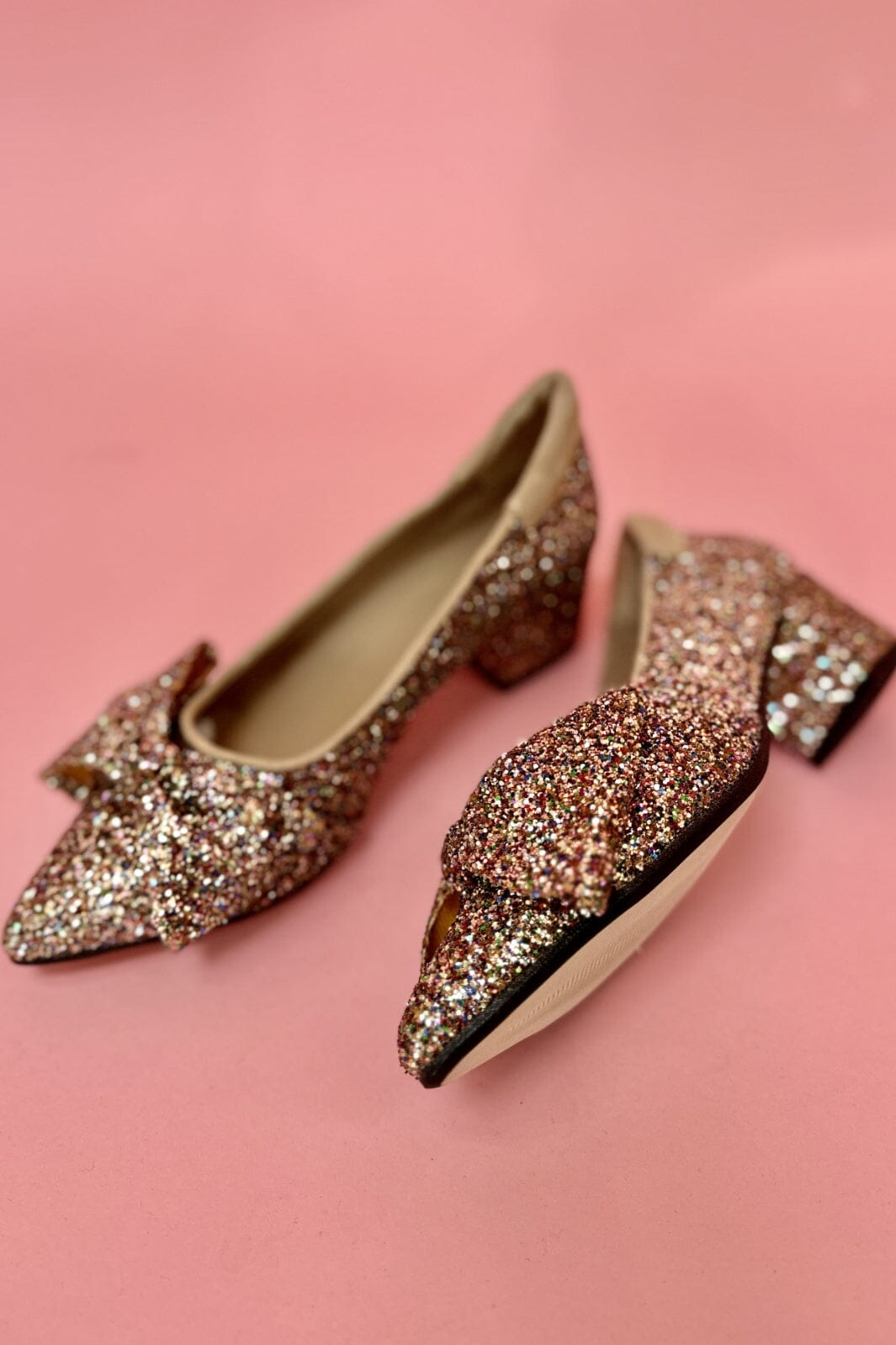Angulus - Pump Med Sløjfe - Multi Glitter Sand