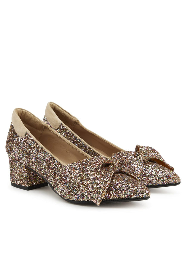 Angulus - Pump Med Sløjfe - Multi Glitter Sand