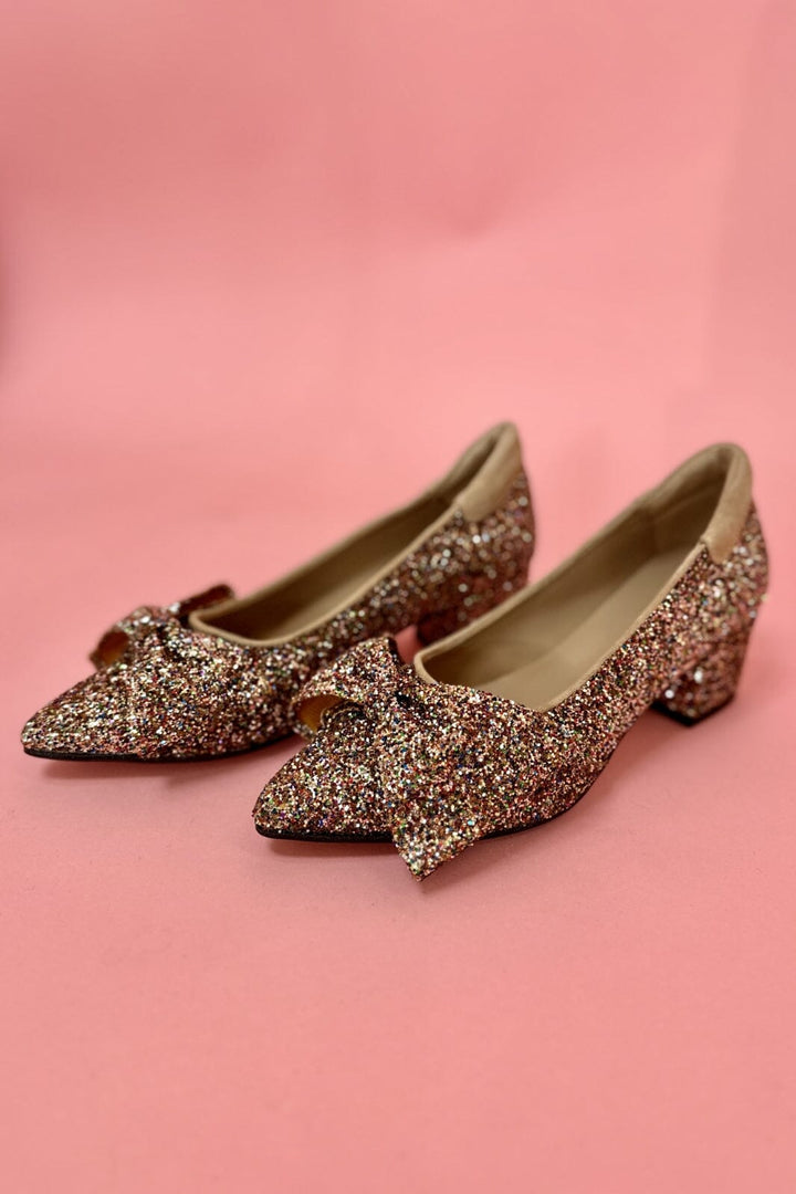 Angulus - Pump Med Sløjfe - Multi Glitter Sand