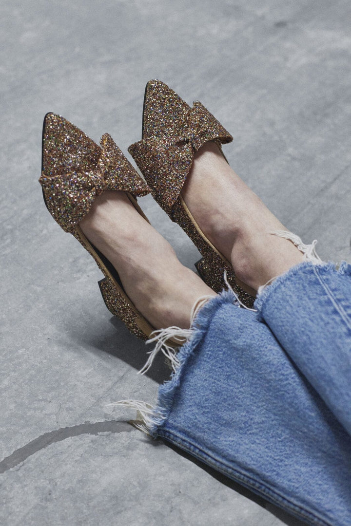 Angulus - Pump Med Sløjfe - Multi Glitter Sand