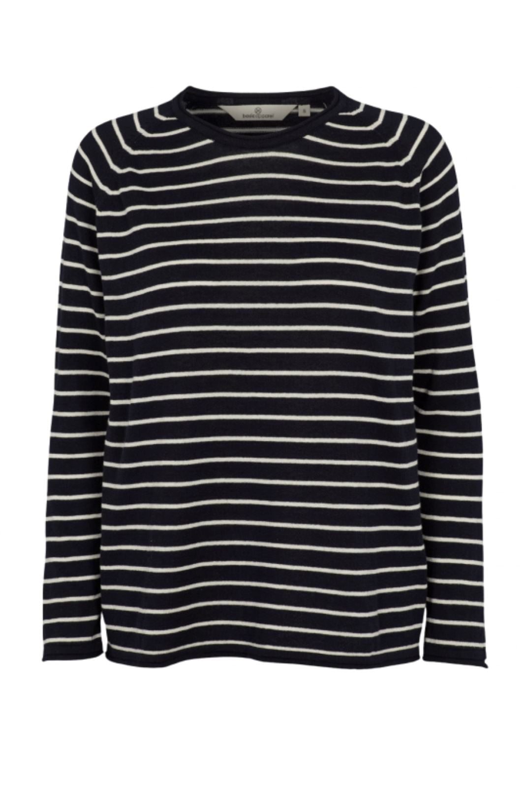 Basic Apparel - Soya Sweater Stripe - 445 Navy/Whisper White Bluser 