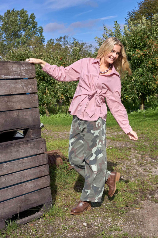 Black Colour - Bcaila Barrel Pant 41330 - Army Camouflage