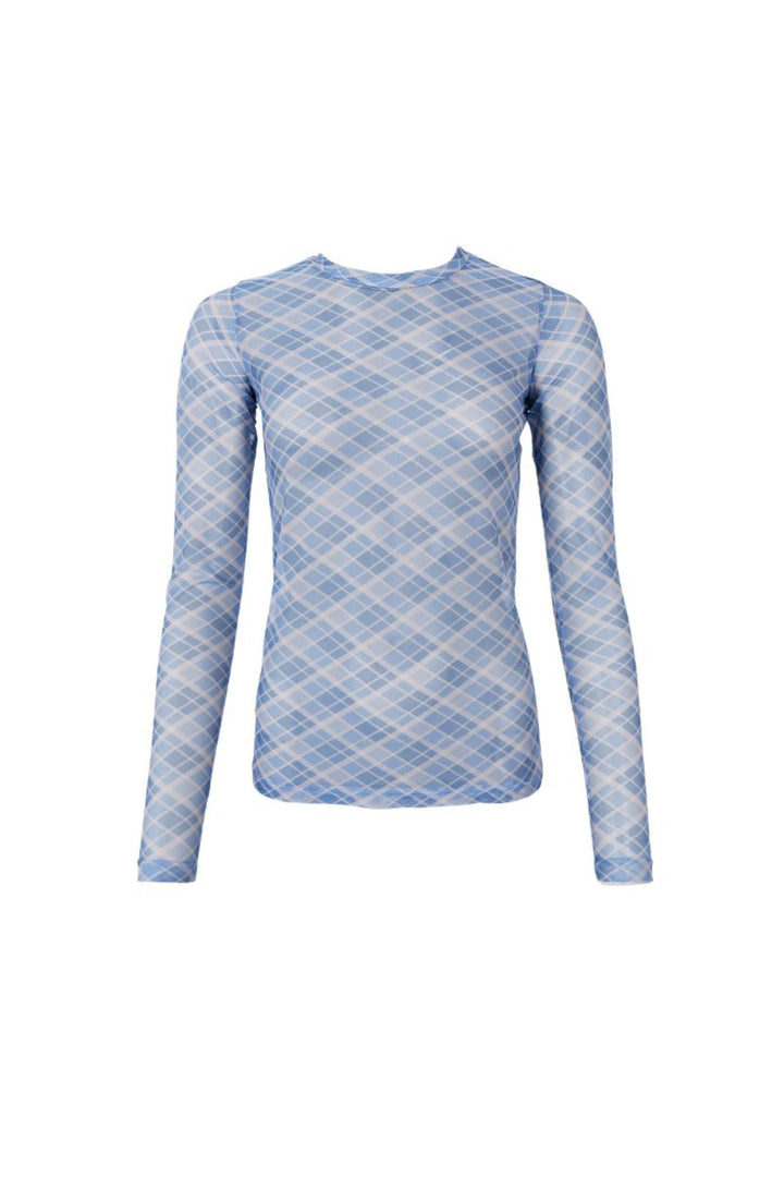 Black Colour - Bcanne Mesh Blouse 41138 - Shirts - Blue Check