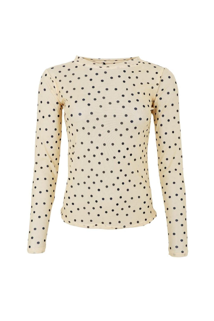 Black Colour - Bcannie Mesh Blouse 3846 - Shirts - Yellow Dot Bluser 