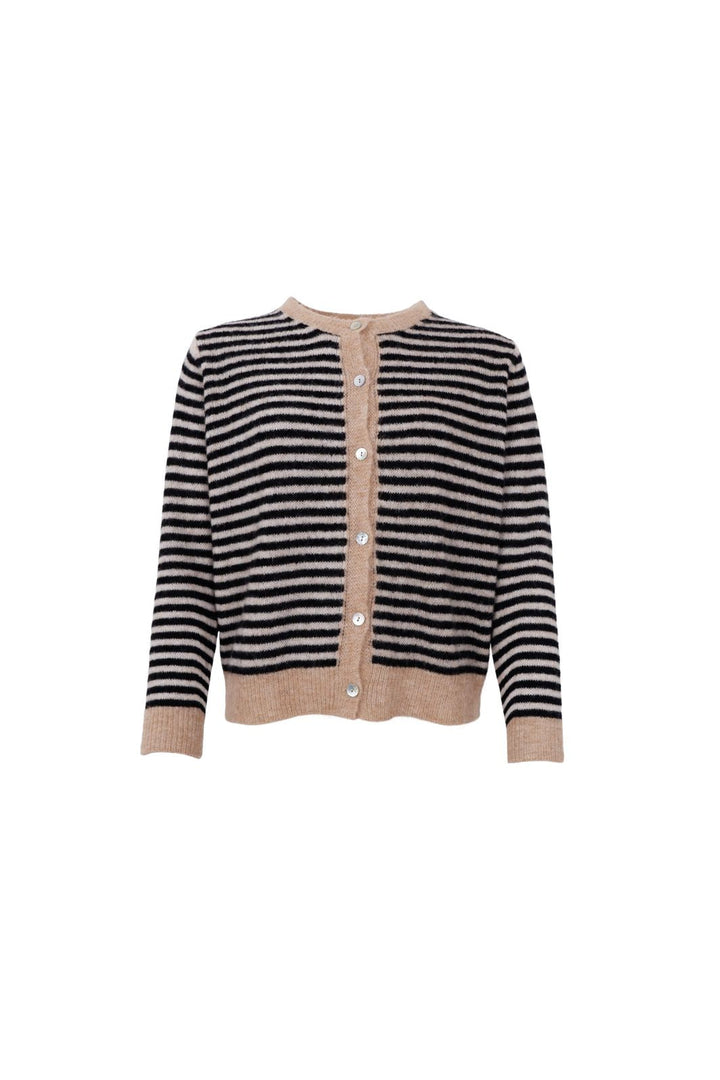 Black Colour - Bcdell Striped Knit Cardigan 1245 - Black