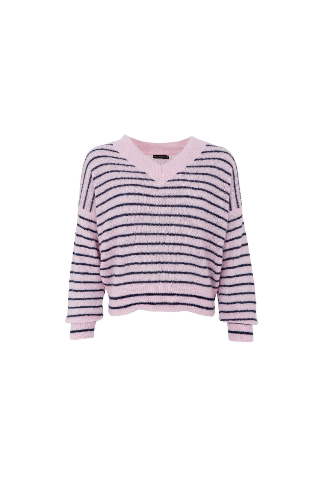 Black Colour - Bcdell Striped V-Neck Jumper 1240 - Rose