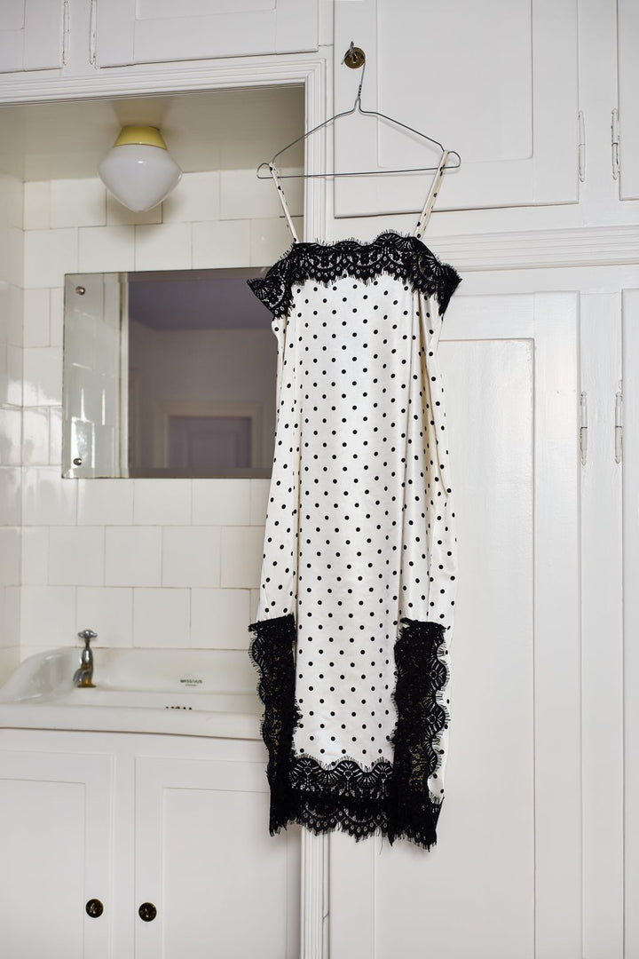 Black Colour - Bcevie Lace Strap Dress 41047 - White Dot