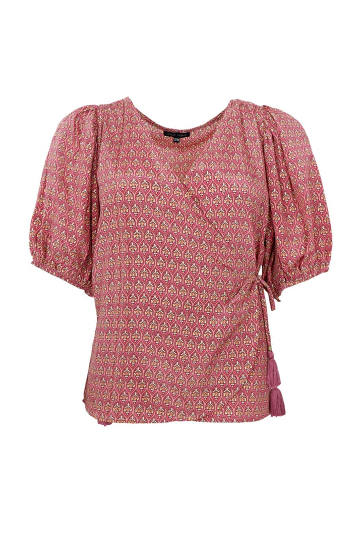 Black Colour - Bcluna Puff Sleeve Wrap Blouse 39175 - Indie Berry