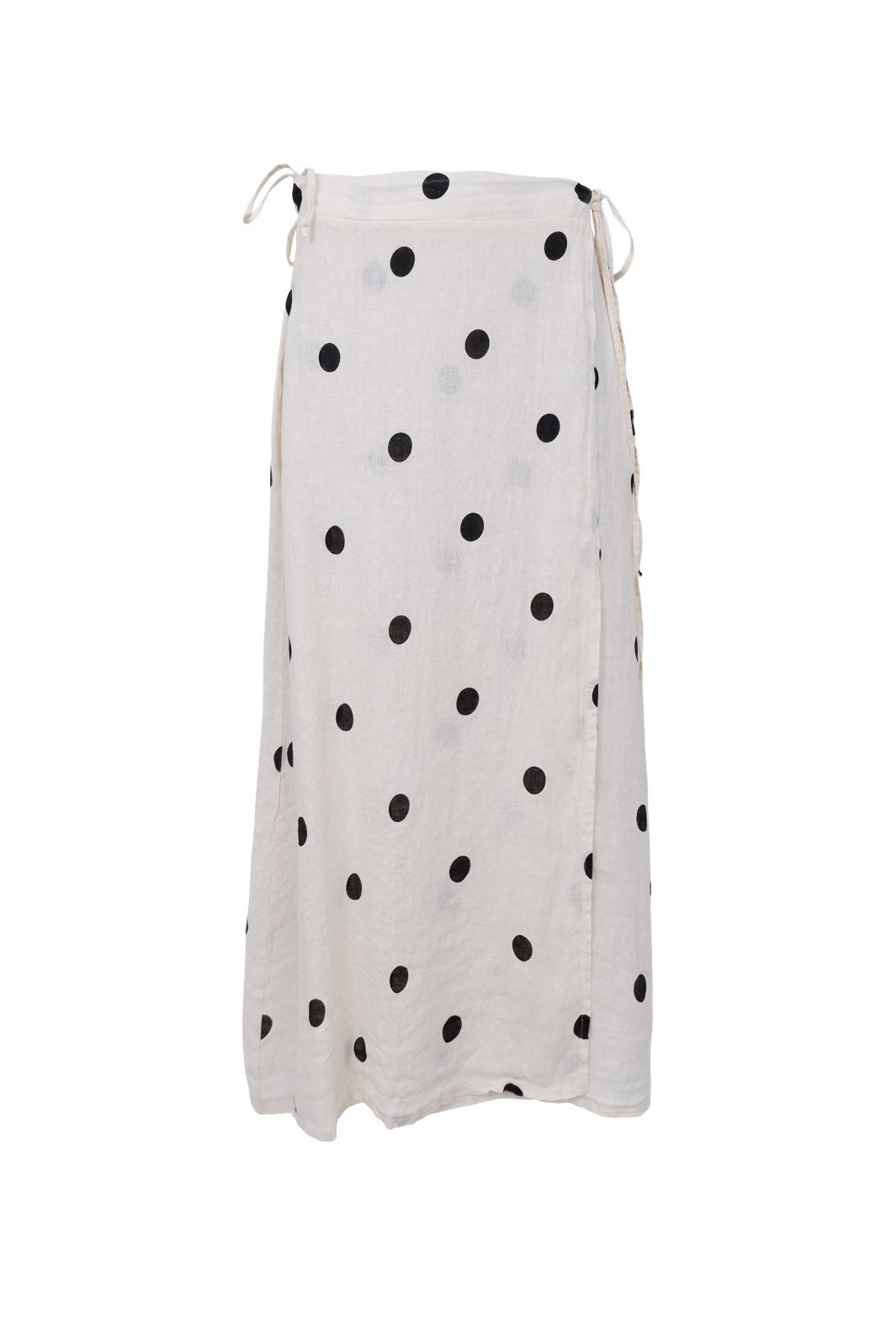 Black Colour - Bcmelina Linen Wrap Skirt 41103 - Dot