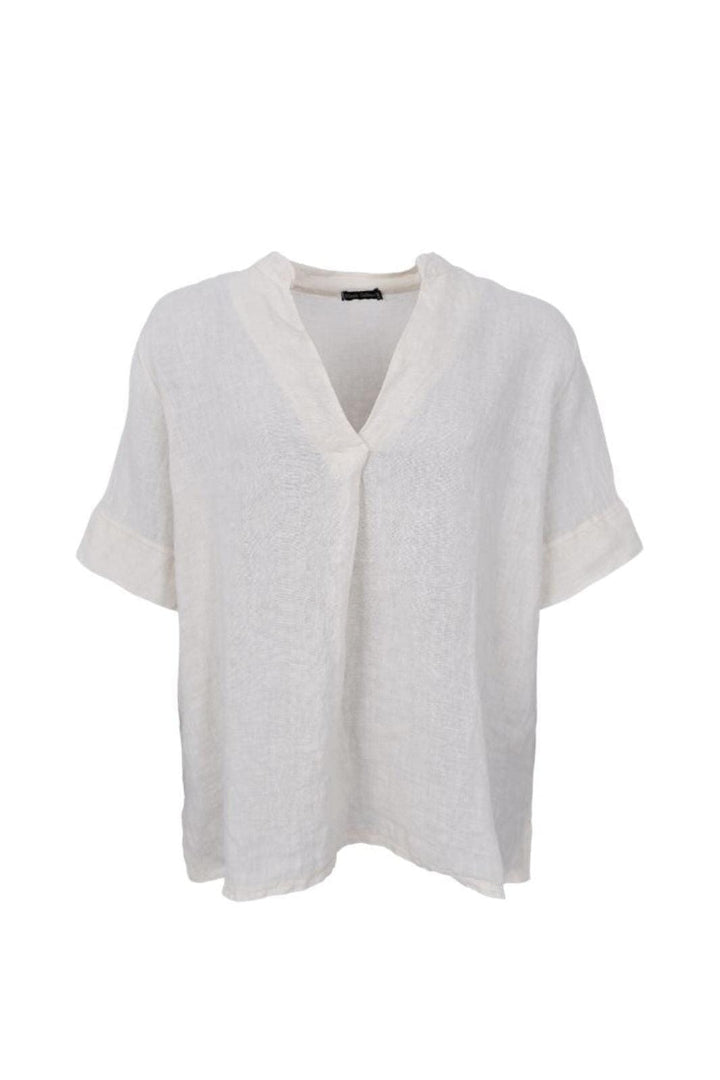 Black Colour - Bcmelina Ss Linen Blouse 40842 - Vanilla Bluser 