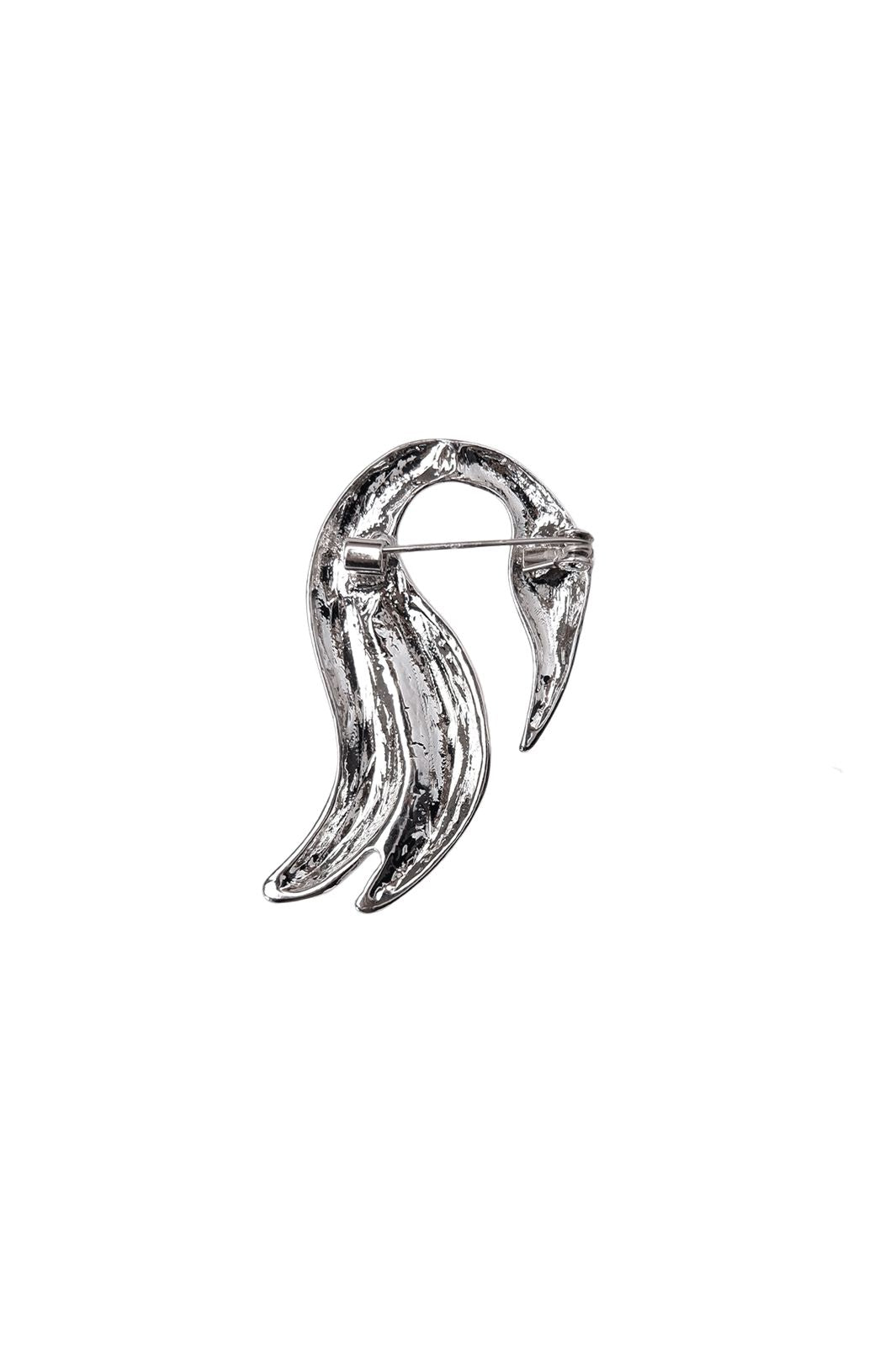 Black Colour - Bcswan Brooch 4547 - Silver Coloured