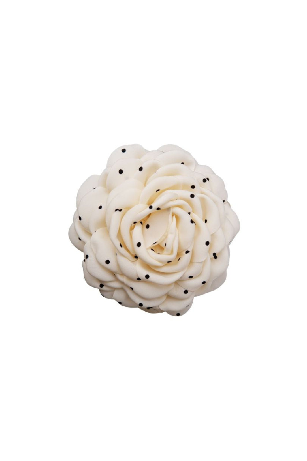Black Colour - Bcvilla Mega Flower Hair Claw 6027 - Creme W. Dots
