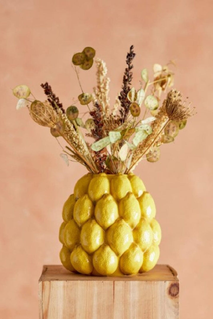 Bloomingville - Limone Vase, Gul, Stentøj