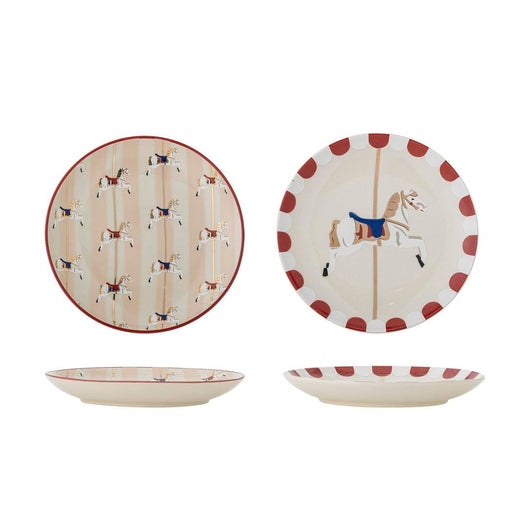 Bloomingville - Merry-go-round Tallerken, Rød, Stentøj 82062866 - Red