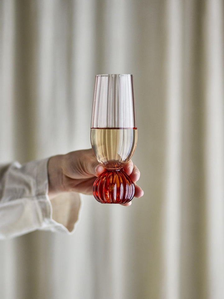 Bloomingville - Taurin Champagneglas, Rosa, Glas 82072787 - Rose