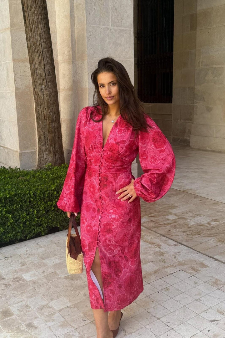 BYIC - Adaic Long Dress A23983 - Soft Rose Print Kjoler 