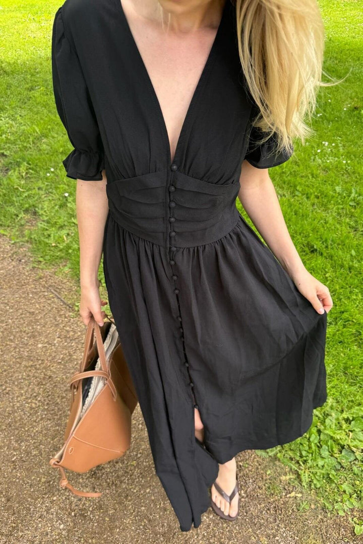 Forudbestilling - BYIC - Adelic Long Ss Dress - black Black Kjoler 