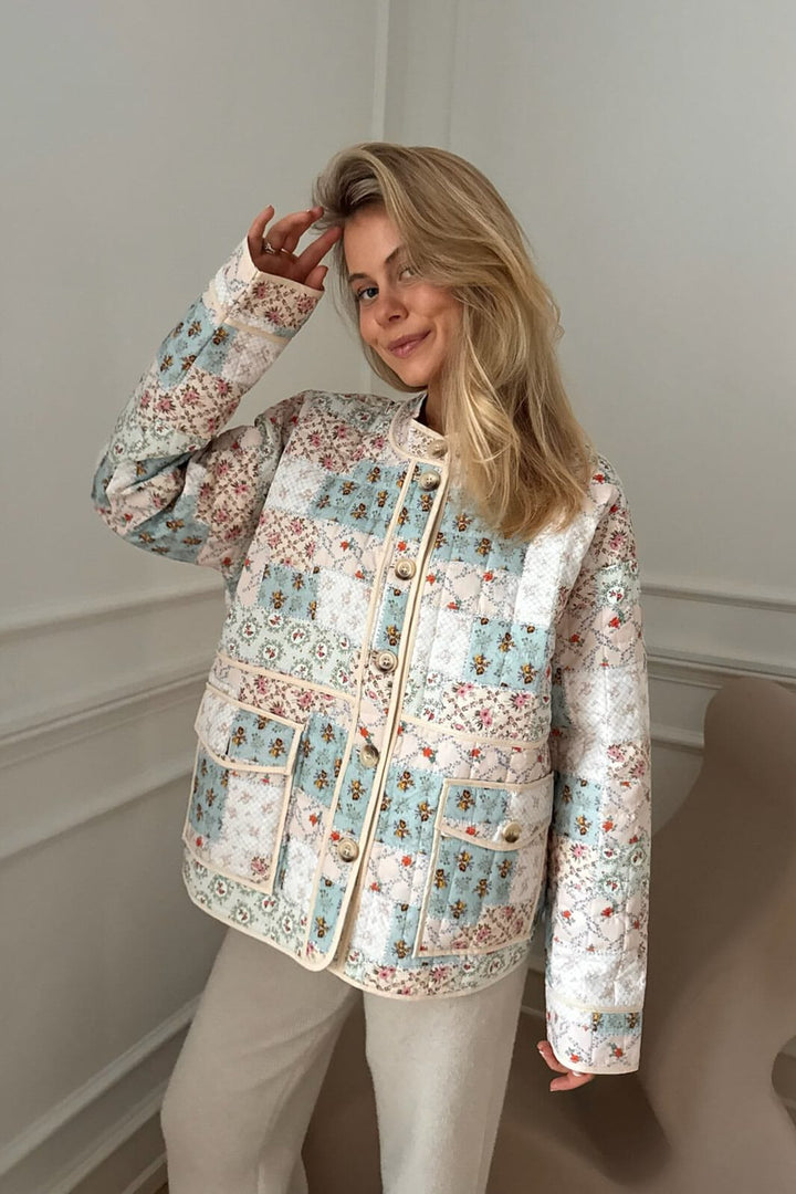 BYIC - Emmyic Quilted Jacket A23107 - Blue Multicolor Flower Print