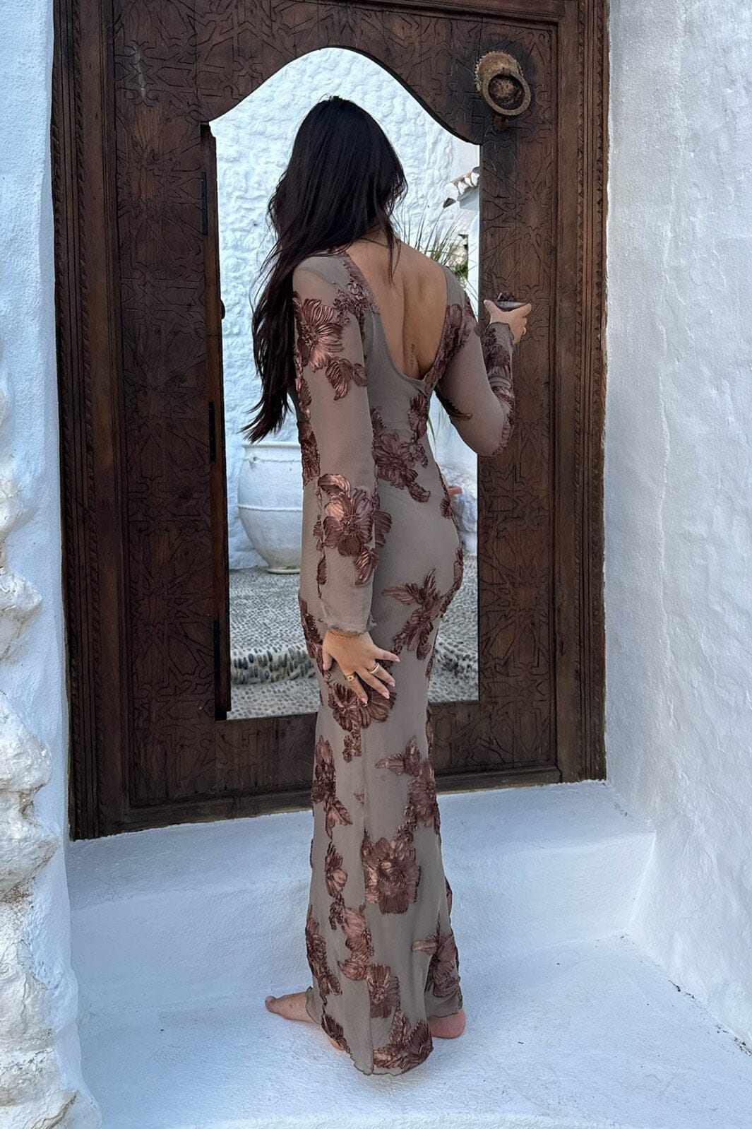 BYIC - Floraic Mesh Dress A23862 - Mocca Flower
