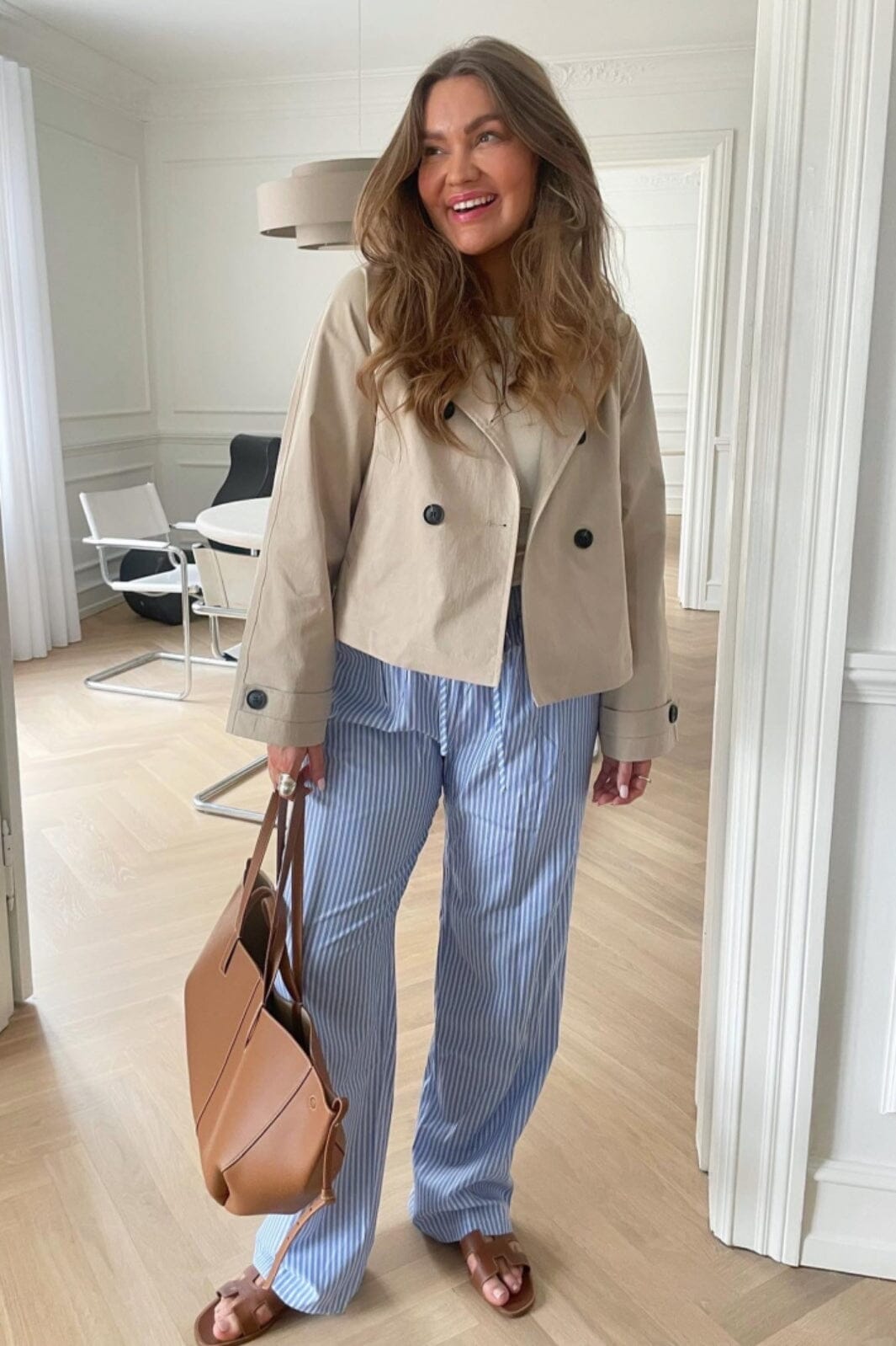 BYIC - Hannah Pants White Stripes - Blue