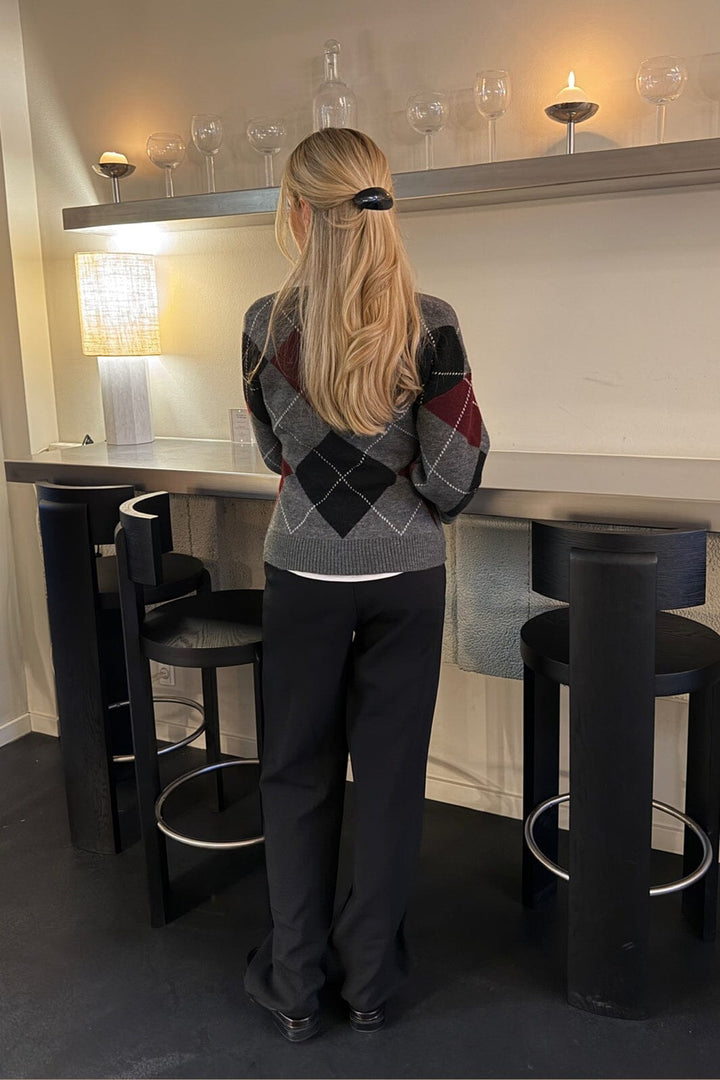 BYIC - Karmaic Fitted Cardigan H081 - Grey Argyle