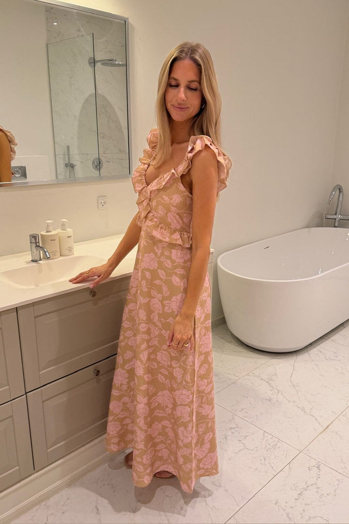 BYIC - Melbaic Dress A23117 - Beige Pink Blossom