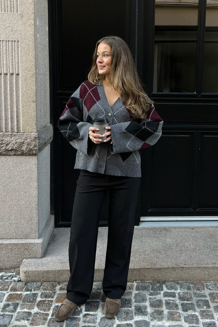 BYIC - Saschaic Cardigan D076 - Grey Argyle