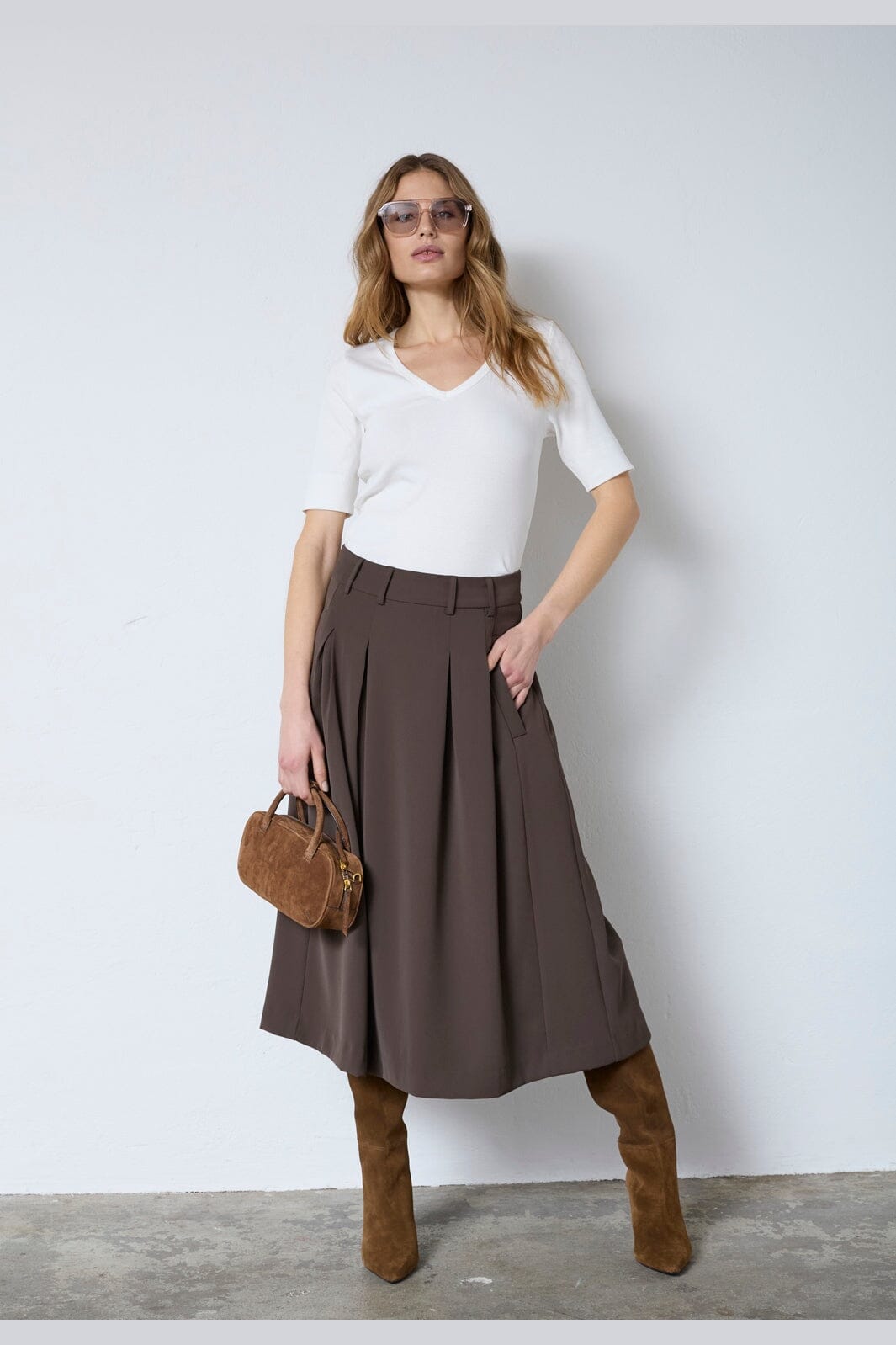 Co´Couture - Anyacc Midi Pleat Skirt 44040 - 83 - Mocca