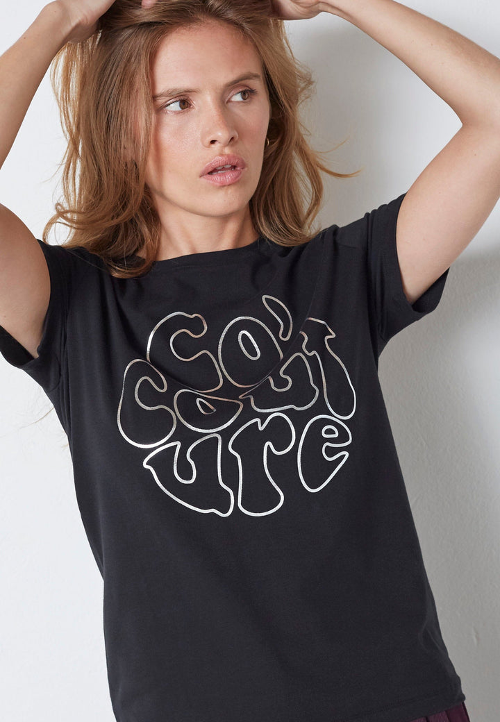 Co´Couture - Co'Couturecc Foil Tee 33198 - 96 - Black T-shirts 