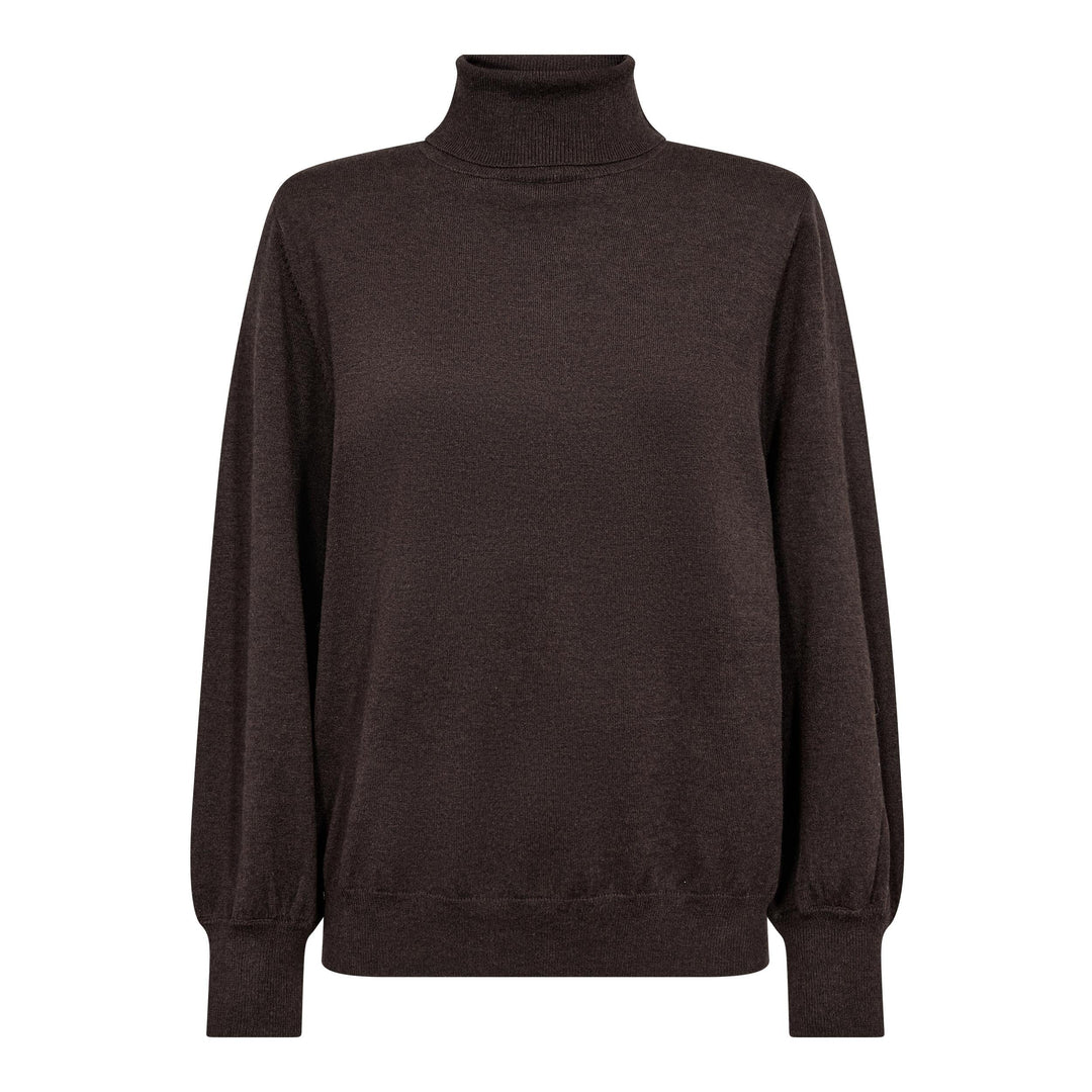 Co´Couture - Corycc Padded Roll-Neck Knit 500213 - 20003 - Dark Brown Strikbluser 