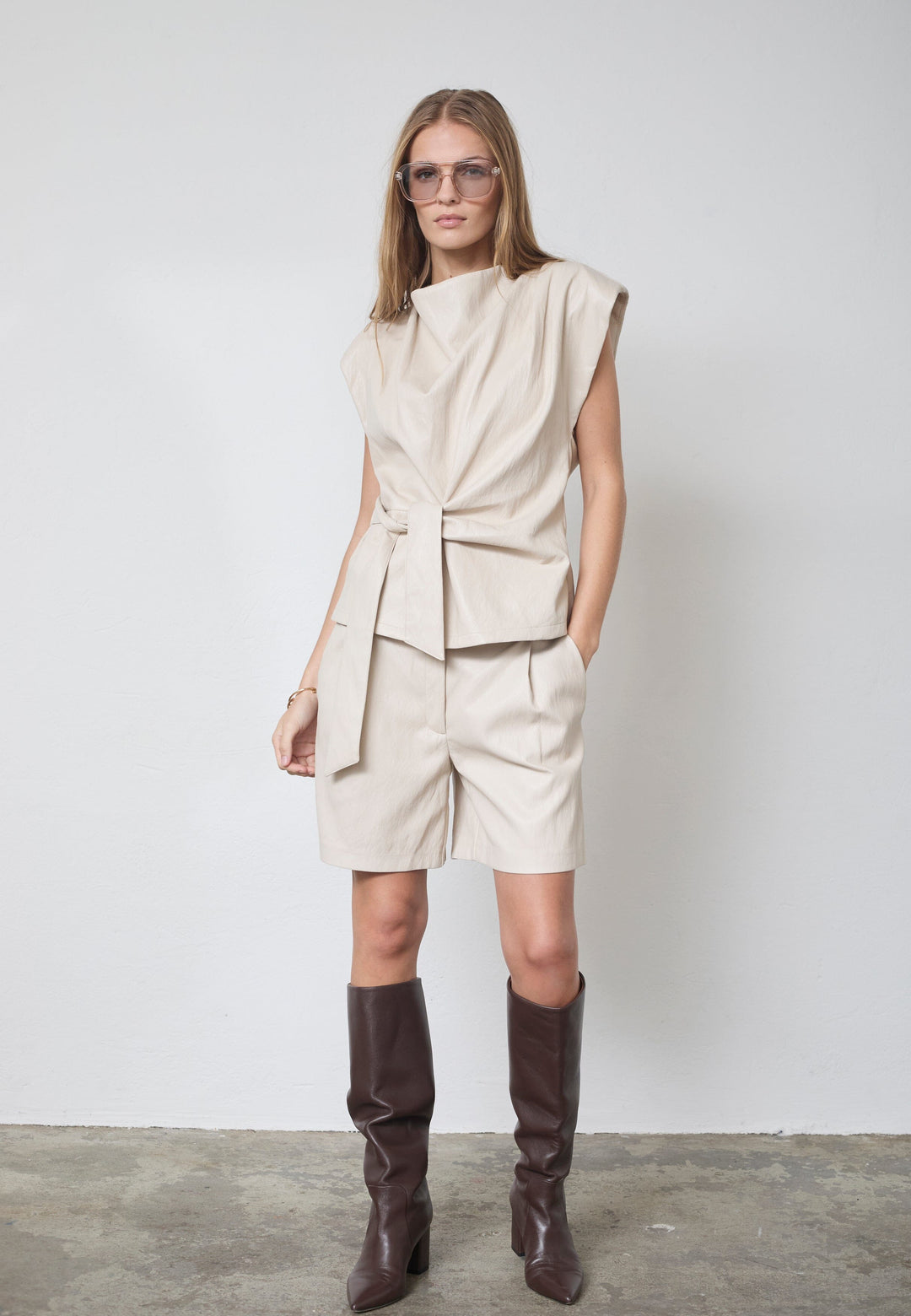 Co´Couture - Gittcc Pleat Shorts 41070 - 199 - Bone Shorts 