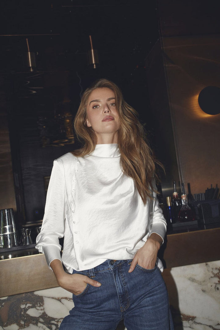 Co´Couture - Helencc Button Blouse 35985 - 4000 - White Bluser 