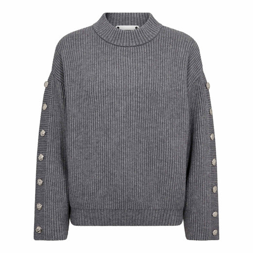 Co´Couture - Rowcc Button Sleeve Knit 500544 - 65006 - Grey Melange 