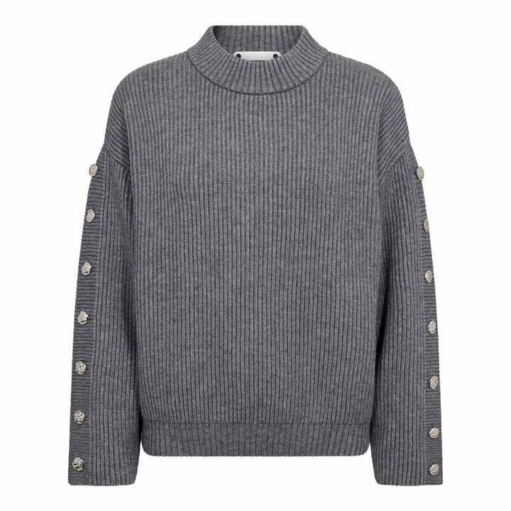 Co´Couture - Rowcc Button Sleeve Knit 500544 - 65006 - Grey Melange 