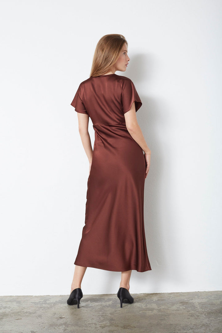 Co´Couture - Safiracc V-Dress 36565 - 145 - Dark Brown Kjoler 