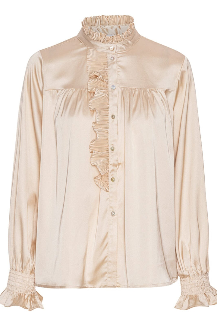 Continue - Malika Pleat L/S - Champagne Bluser 