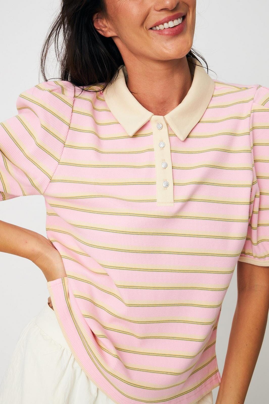 Cras - Kleo T-Shirt C617 - 4006 - 4006 Pink Stripe T-shirts 