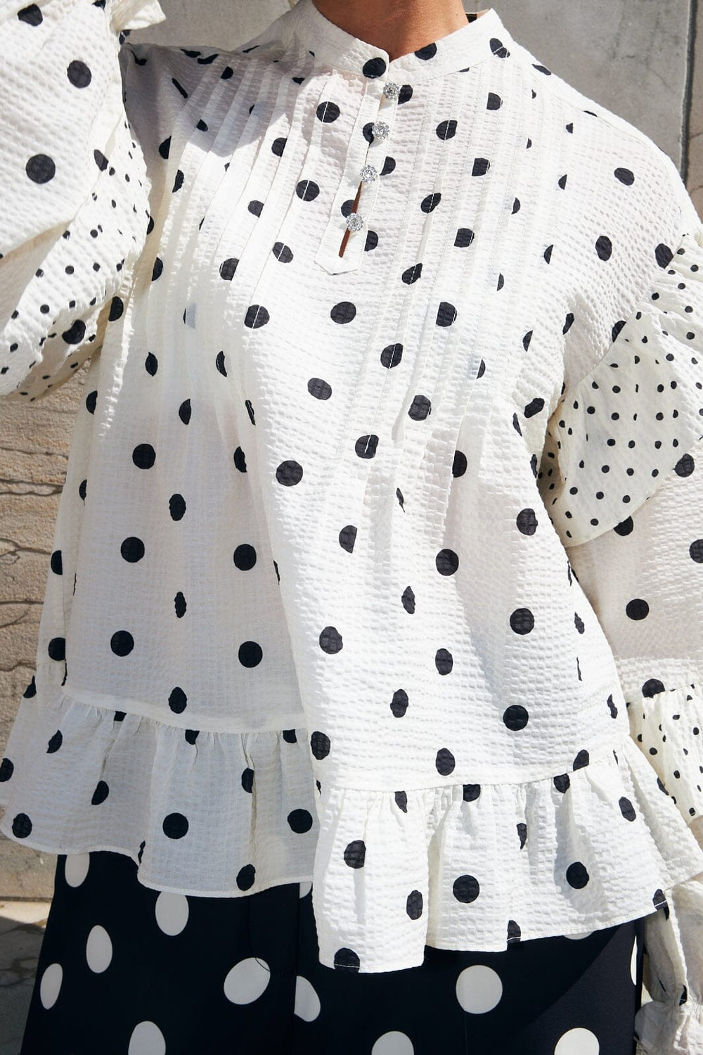 Cras - Western Blouse CE1043 - 8143 - 8143 White Polka