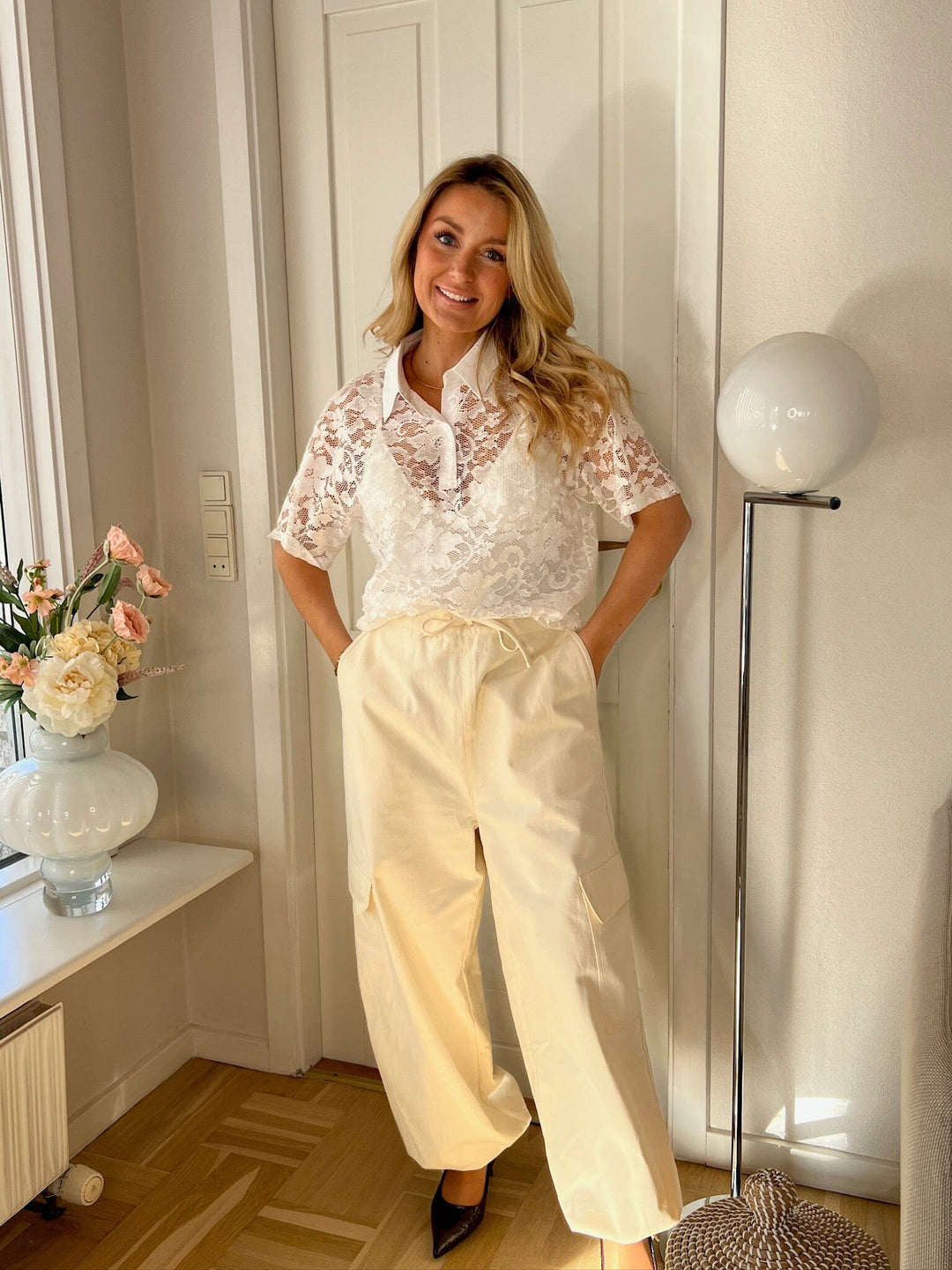 Dear Molly - Broderi Polo Shirt - White 