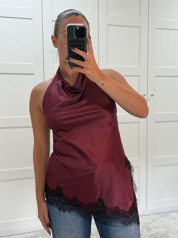 Dear Molly - Halterneck Lace - Bordeaux Toppe 