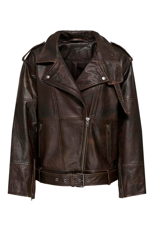 Only - Onlpetra Real Leather Biker - 5275663 Carafe Washed
